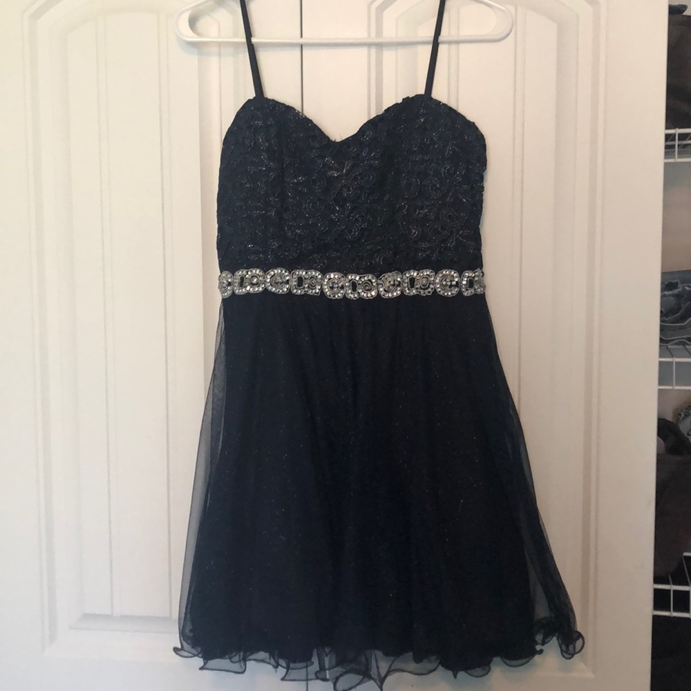 Navy Blue Sparkly Homecoming Dress